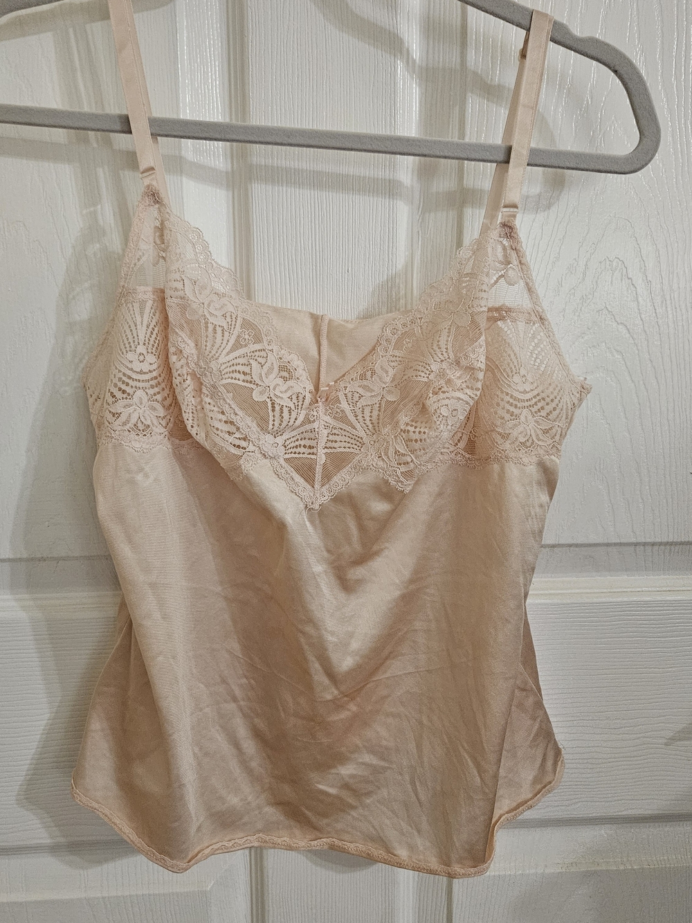 Vintage 60s/70s jcpenney Blush Lace-Trim Satin Chemise